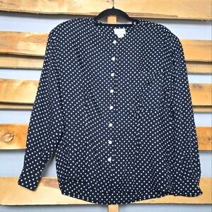 Esprit Black and White Polka Dot Button Down Shirt